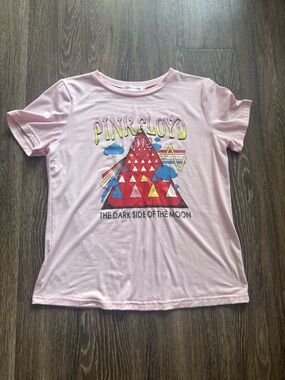 Pink Floyd Women's Pink Graphic Tee - The Dark Side of the Moon